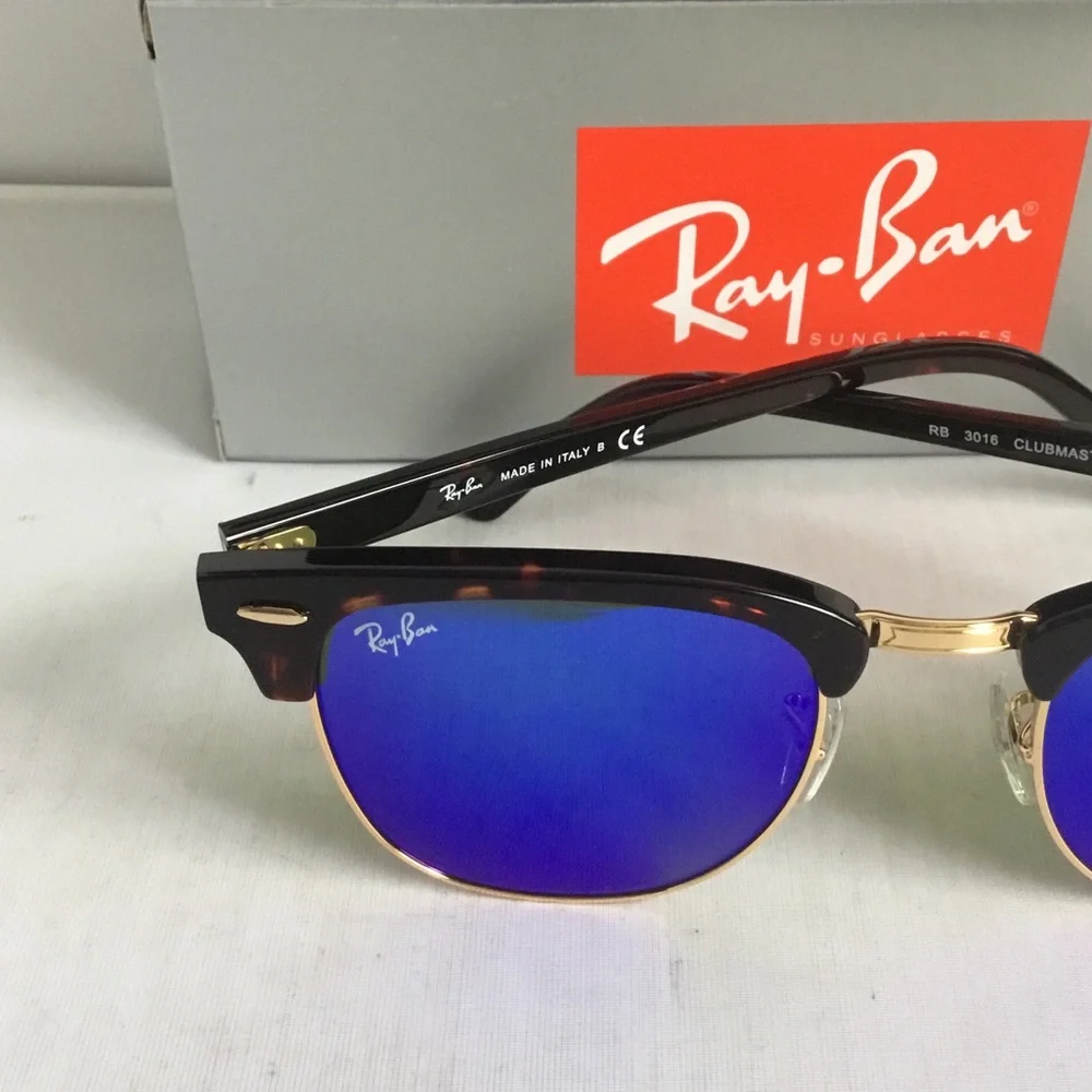 Ray-Ban Clubmaster with Blue Lenses Sunglasses.